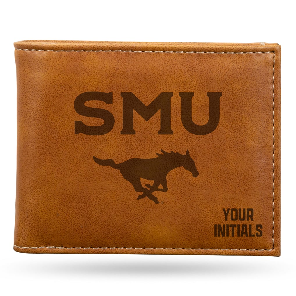 SMU Mustangs Personalized Billfold Wallet - Brown