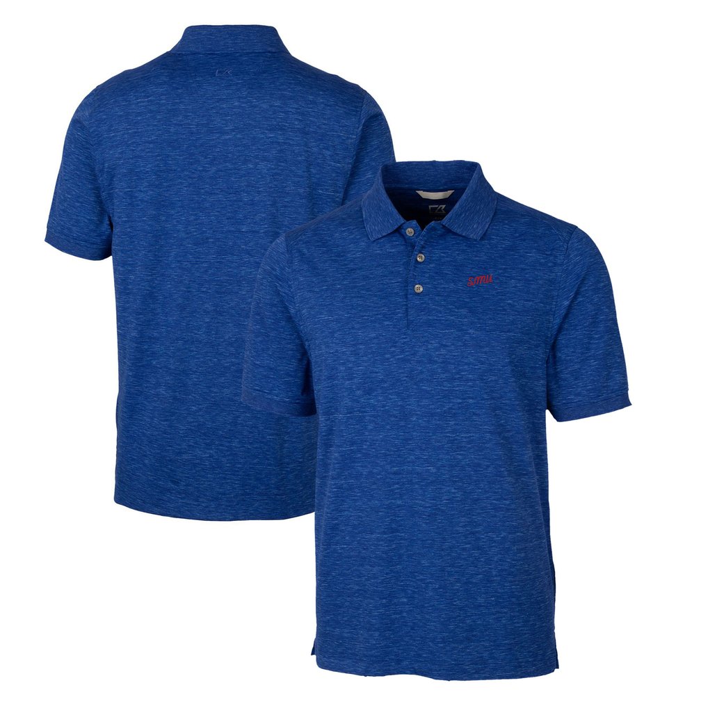 SMU Mustangs Cutter & Buck Big & Tall Advantage Tri-Blend Space Dye DryTec Polo - Royal