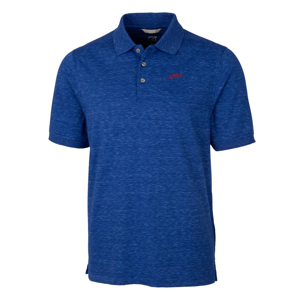 SMU Mustangs Cutter & Buck Big & Tall Advantage Tri-Blend Space Dye DryTec Polo - Royal