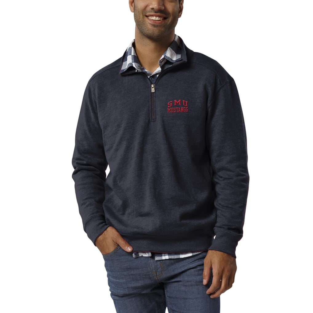 SMU Mustangs League Collegiate Wear Heritage Quarter-Zip Pullover Jacket - Heathered Navy