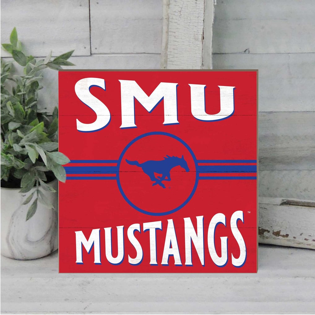 SMU Mustangs 10'' x 10'' Retro Team Sign