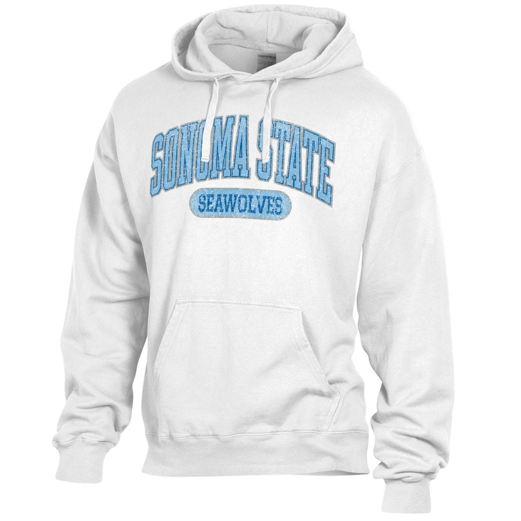  Sonoma State Seawolves Comfort Wash Lightweight Fleece Pullover Hoodie - White