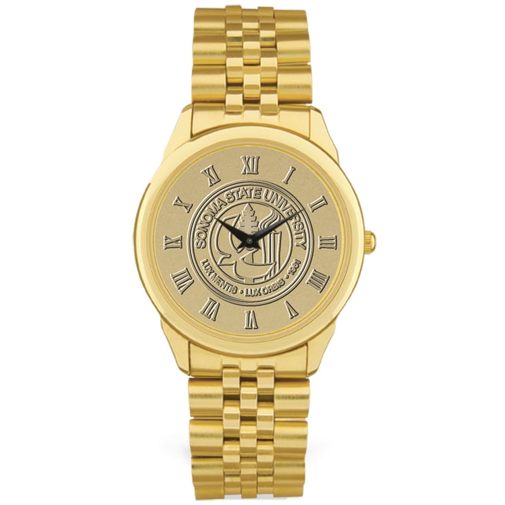 Sonoma State Seawolves Medallion Rolled Link Bracelet Wristwatch - Gold