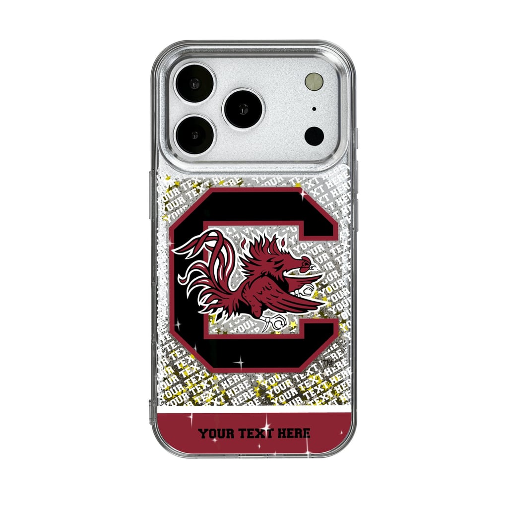 South Carolina Gamecocks iPhone Endzone Personalized Glitter Case