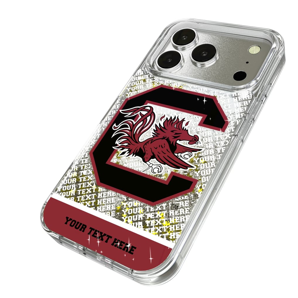 South Carolina Gamecocks iPhone Endzone Personalized Glitter Case