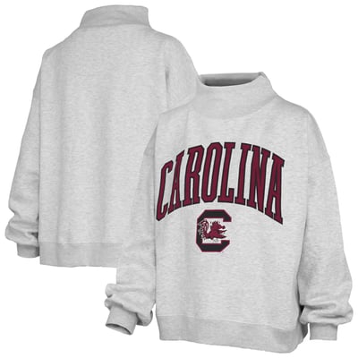 South Carolina Gamecocks Pressbox Women's Nelson Texture Lingo Mock Neck Fleece Sweatshirt - Gray