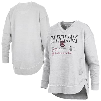  South Carolina Gamecocks Pressbox Women's Marcus East Hall Poncho V-Neck Sweatshirt - Heather Gray