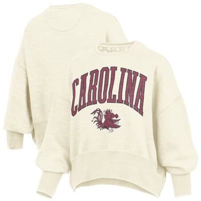 South Carolina Gamecocks Pressbox Women's Oversized Waist-Length Crewneck Sweatshirt - Natural