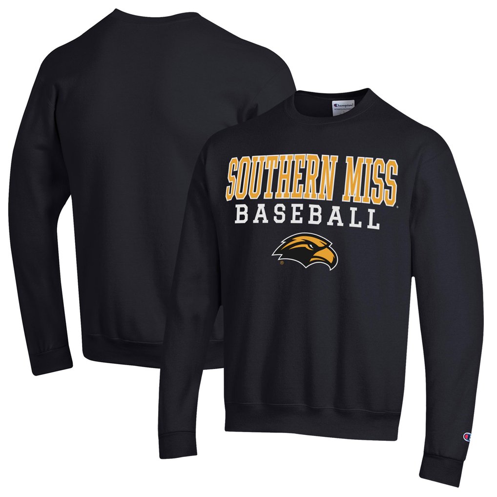  Southern Miss Golden Eagles Champion Stack Baseball Powerblend Pullover Sweatshirt - Black