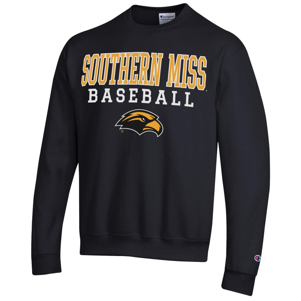  Southern Miss Golden Eagles Champion Stack Baseball Powerblend Pullover Sweatshirt - Black