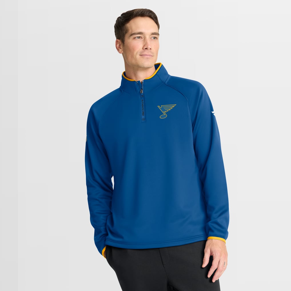 St. Louis Blues Fanatics Authentic Pro Rink Raglan Quarter-Zip Pullover - Blue