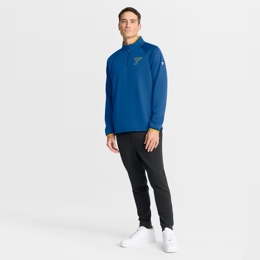 St. Louis Blues Fanatics Authentic Pro Rink Raglan Quarter-Zip Pullover - Blue