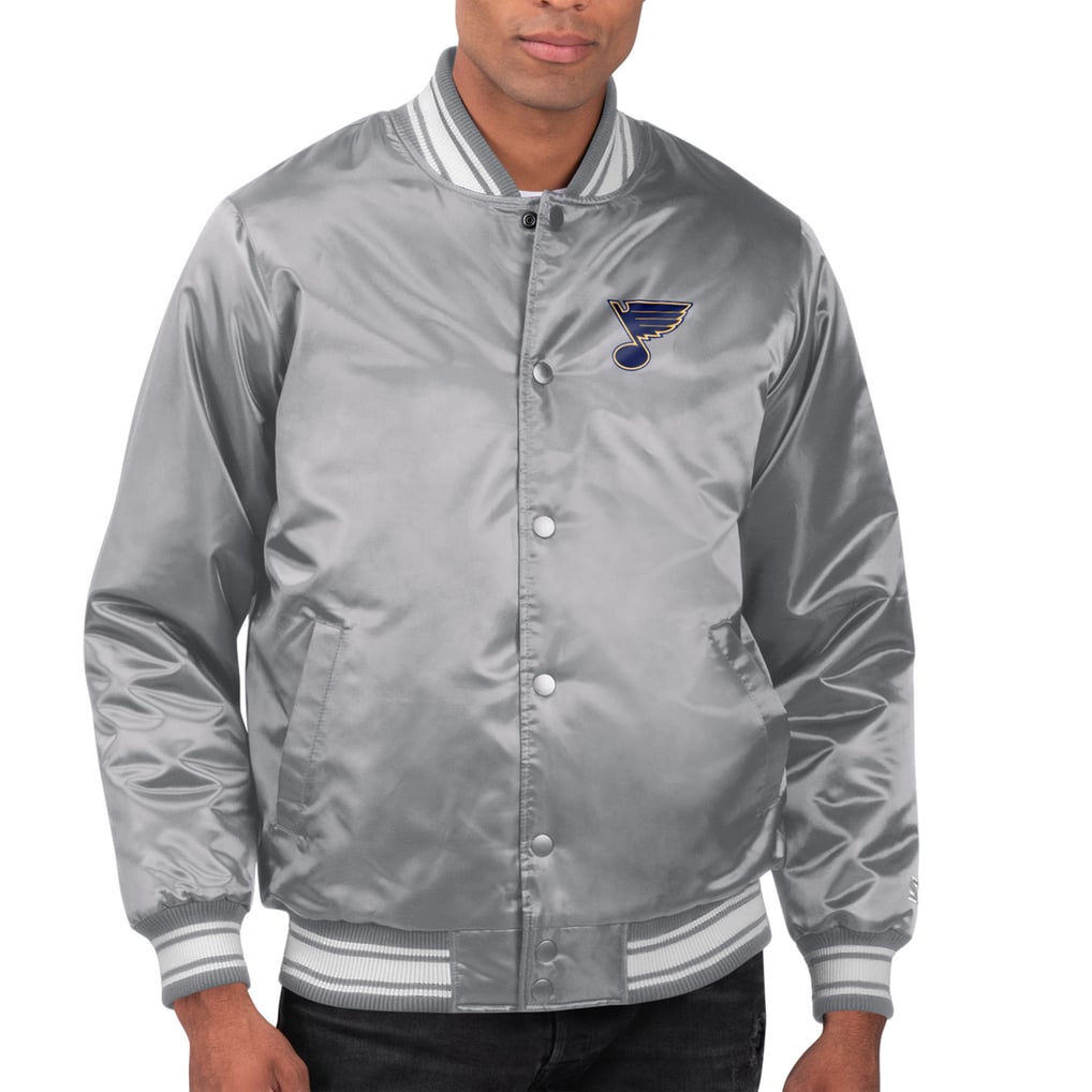 St. Louis Blues Starter Printed Team Logo Satin Varsity Full-Snap Jacket - Gray