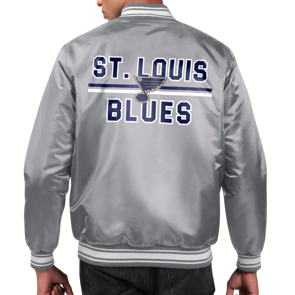 St. Louis Blues Starter Printed Team Logo Satin Varsity Full-Snap Jacket - Gray