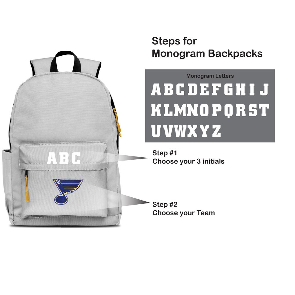 St. Louis Blues MOJO Personalized Campus Laptop Backpack - Gray