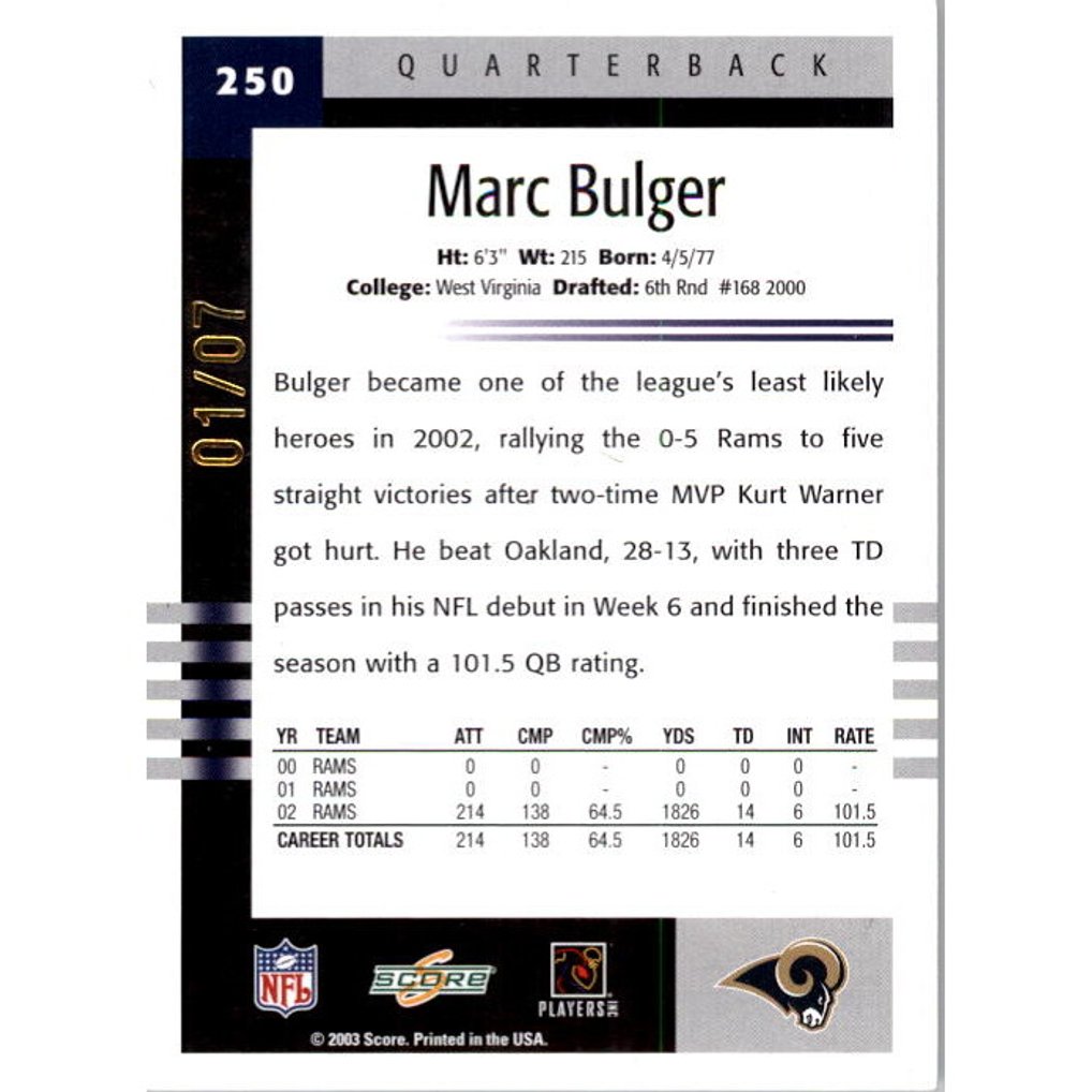 2003 Score Final Score #250 Marc Bulger/7