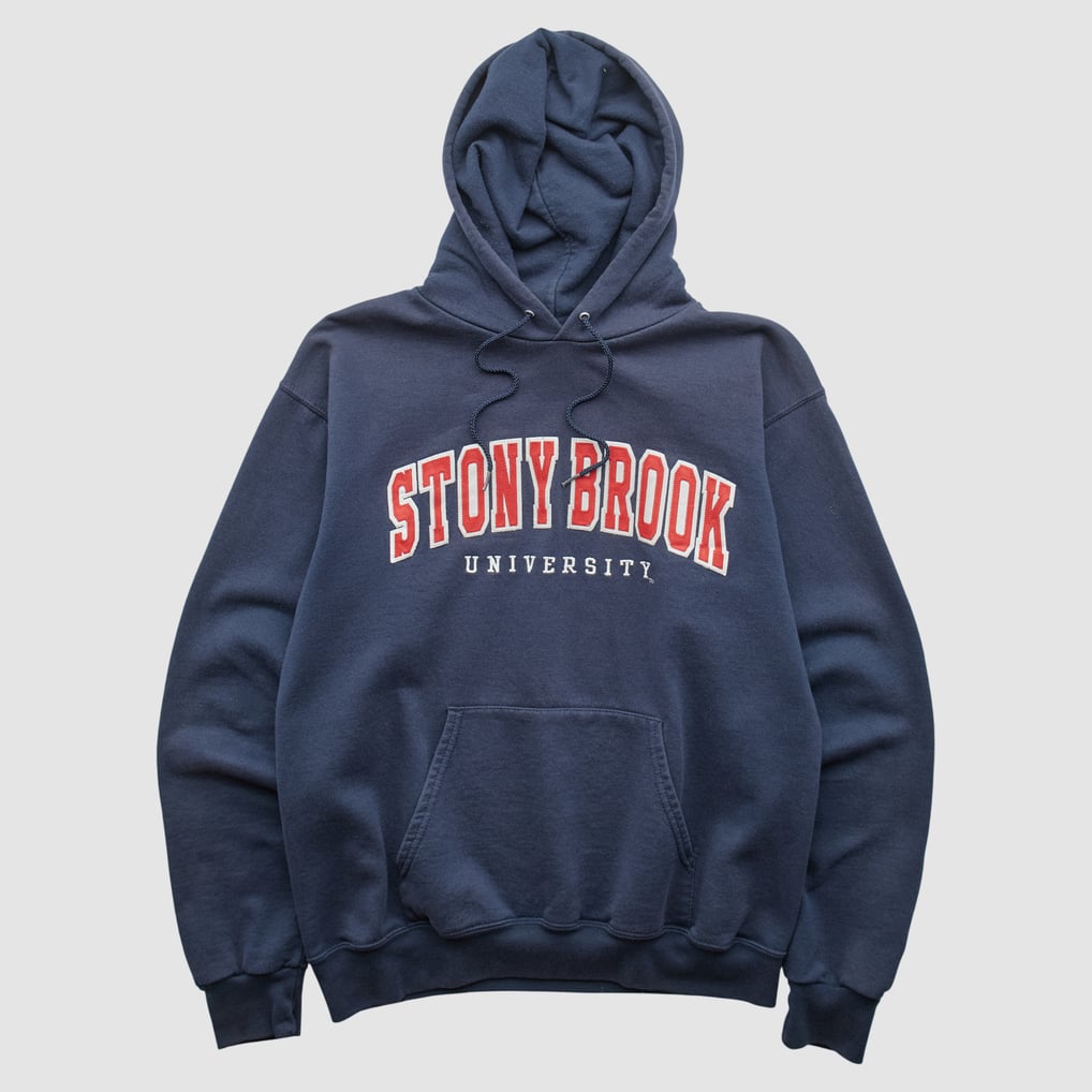 Stony Brook Seawolves Champion 2000s Hooded Pullover Sweatshirt - Navy - S by Fanatics Real Vintage