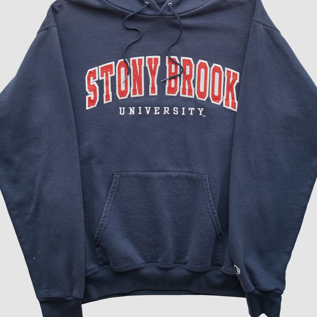 Stony Brook Seawolves Champion 2000s Hooded Pullover Sweatshirt - Navy - S by Fanatics Real Vintage