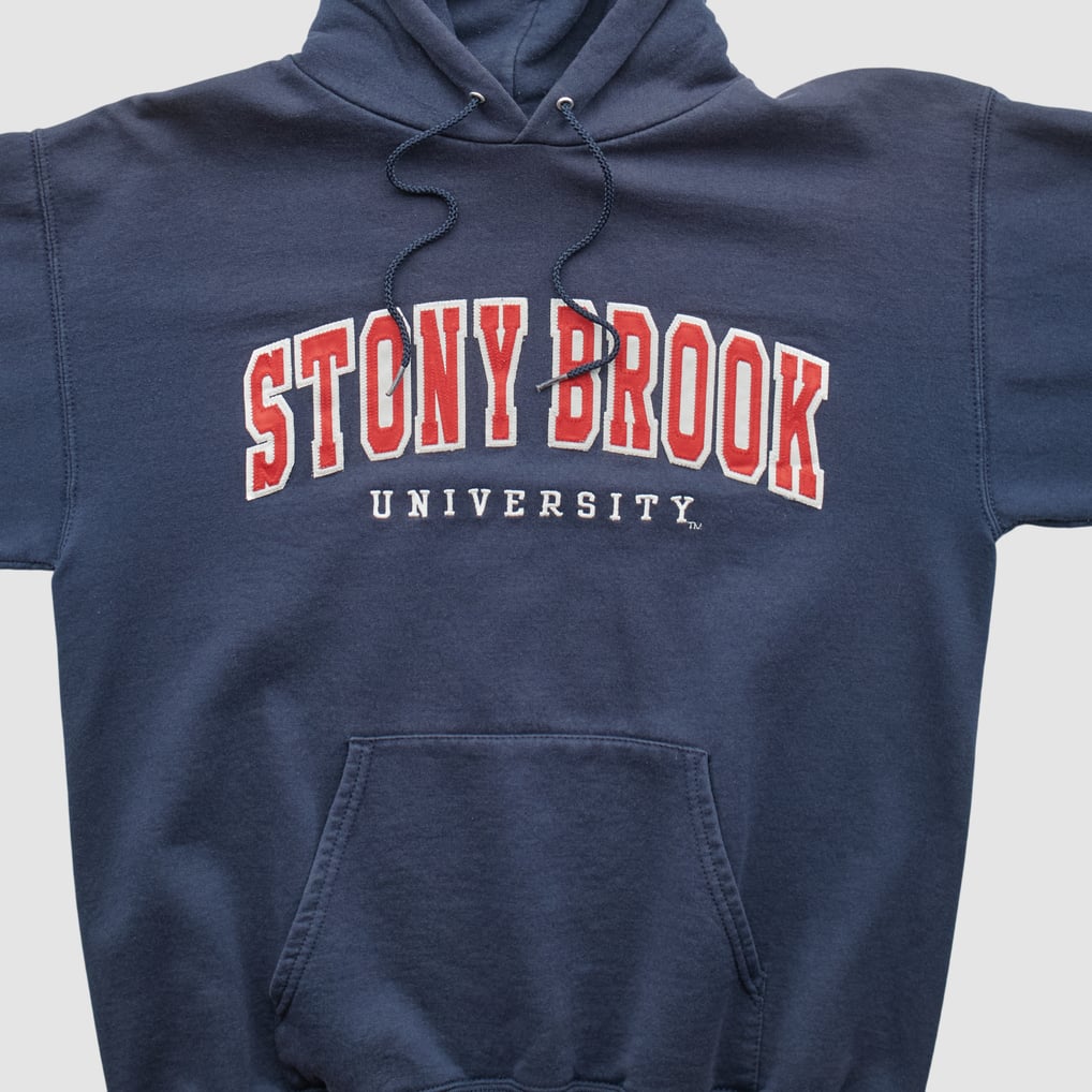 Stony Brook Seawolves Champion 2000s Hooded Pullover Sweatshirt - Navy - S by Fanatics Real Vintage