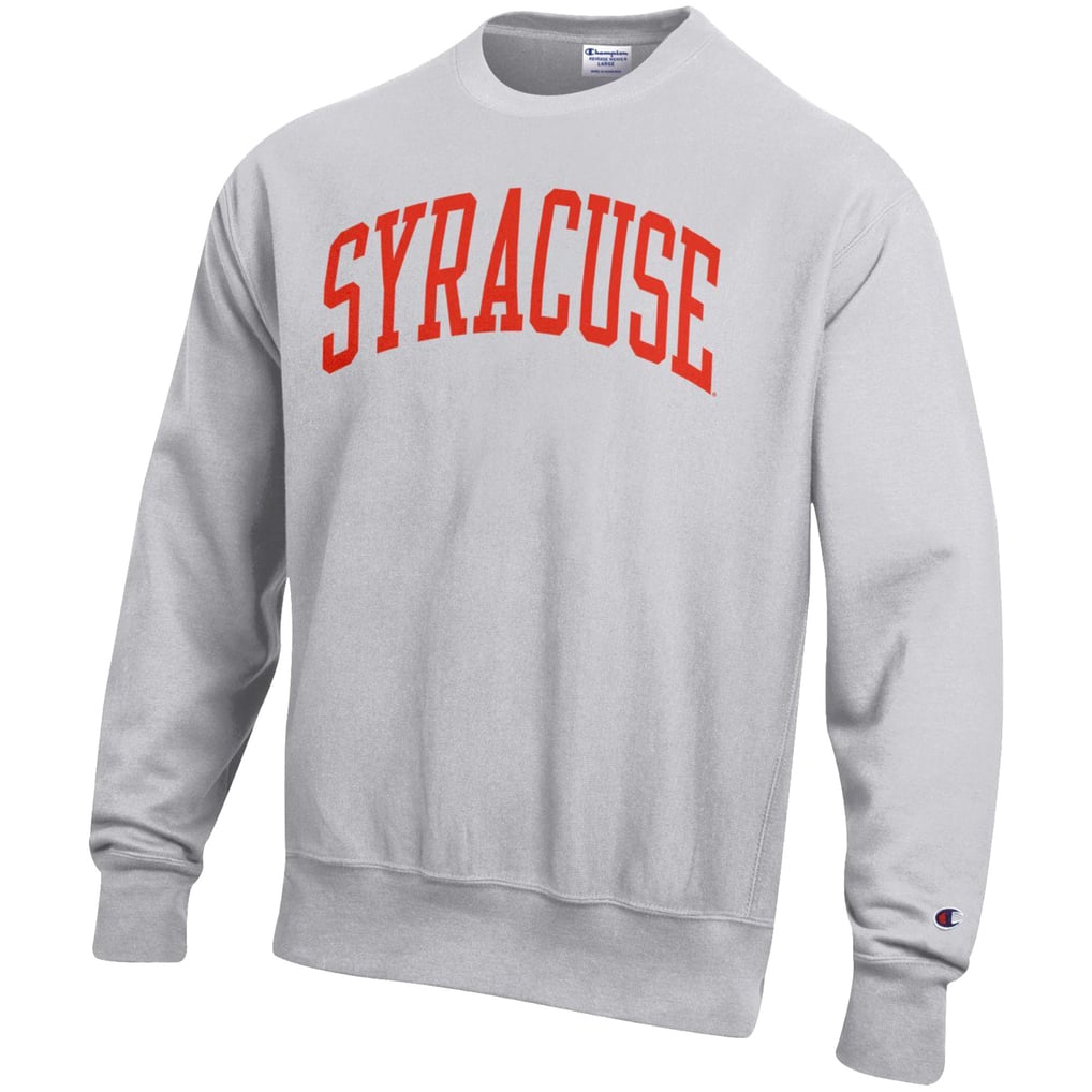 Syracuse Orange Champion Relaxed Fit Arch Reverse Weave Pullover Sweatshirt - Heather Gray