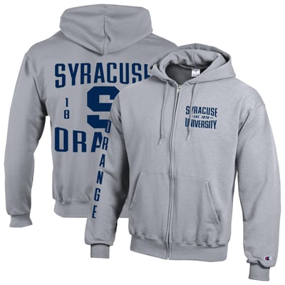  Syracuse Orange Champion Varsity Powerblend Full-Zip Fleece Hoodie - Heather Gray