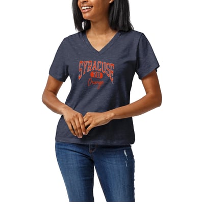  Syracuse Orange League Collegiate Wear Women's Intramural Boyfriend V-Neck T-Shirt - Heather Navy