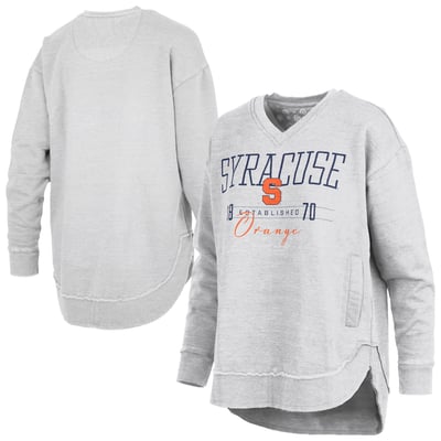  Syracuse Orange Pressbox Women's Marcus East Hall Poncho V-Neck Sweatshirt - Heather Gray