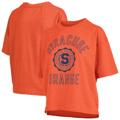  Syracuse Orange Pressbox Women's Motley Crew Bishop Waist Length Oversized Slub T-Shirt - Orange