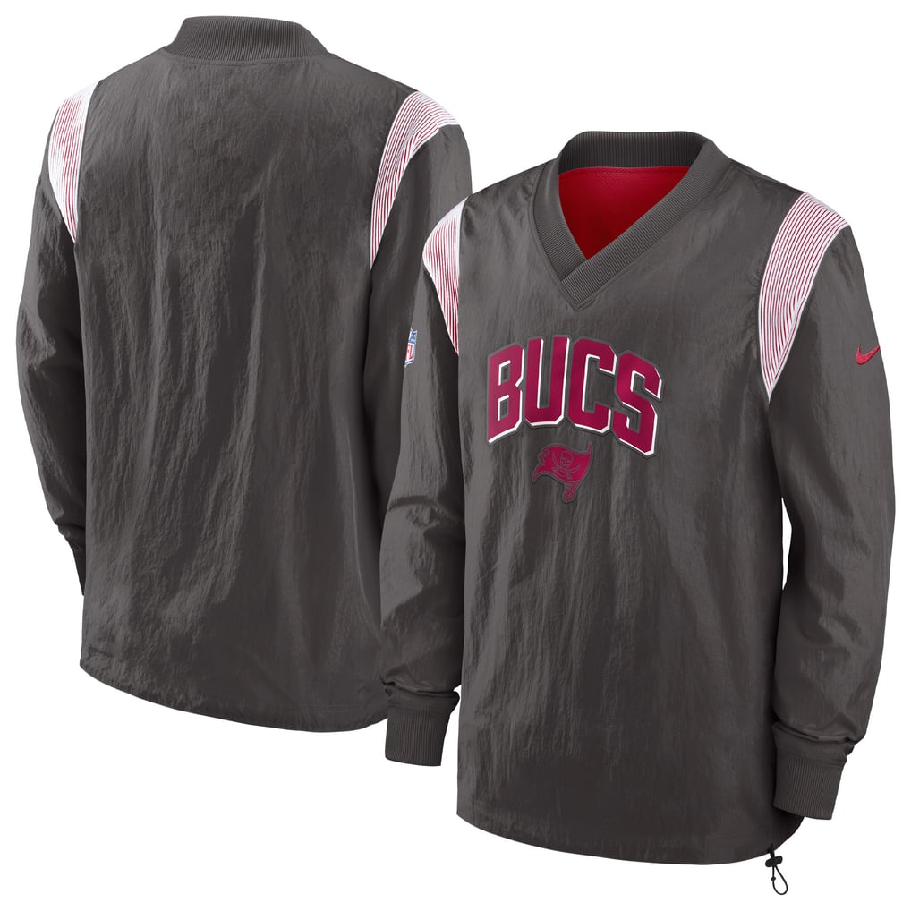 Tampa Bay Buccaneers Nike Sideline Athletic Stack V-Neck Pullover Windshirt Jacket - Pewter
