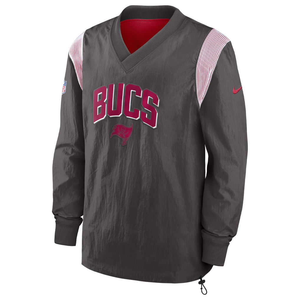 Tampa Bay Buccaneers Nike Sideline Athletic Stack V-Neck Pullover Windshirt Jacket - Pewter