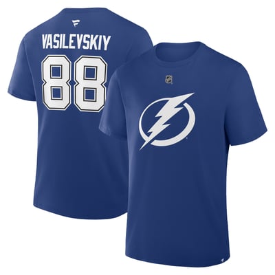 Andrei Vasilevskiy Tampa Bay Lightning Fanatics Authentic Stack Name & Number T-Shirt - Blue