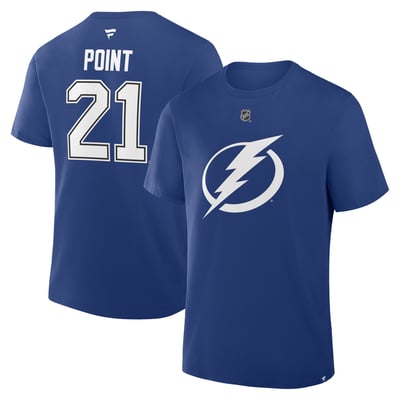 Brayden Point Tampa Bay Lightning Fanatics Authentic Stack Name & Number T-Shirt - Blue