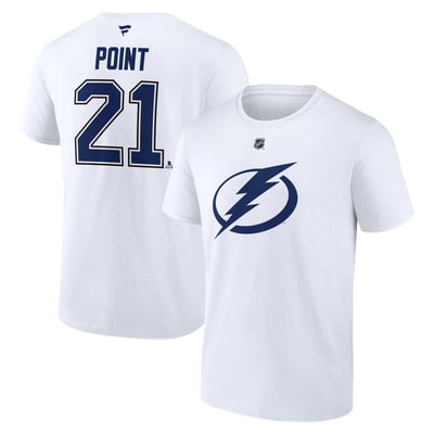 Brayden Point Tampa Bay Lightning Fanatics Authentic Stack Name & Number T-Shirt - White
