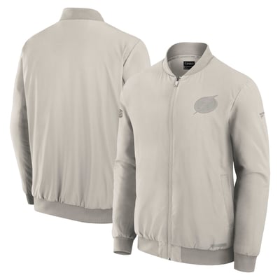 Tampa Bay Lightning Fanatics Authentic Pro Road Full-Zip Bomber Jacket - Cream
