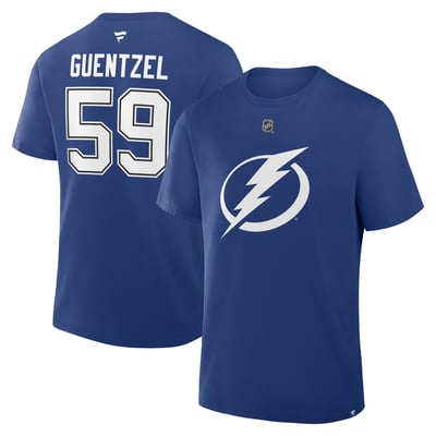 Jake Guentzel Tampa Bay Lightning Fanatics Authentic Stack Name & Number T-Shirt - Blue