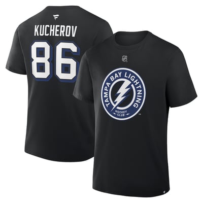 Nikita Kucherov Tampa Bay Lightning Fanatics Authentic Stack Name & Number T-Shirt - Black