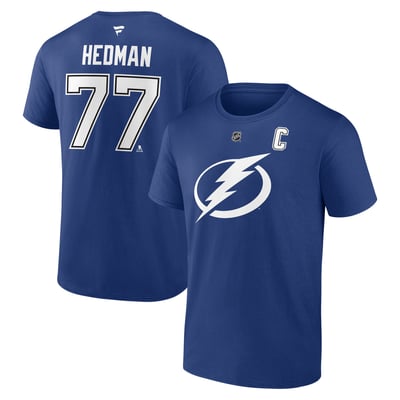 Victor Hedman Tampa Bay Lightning Fanatics Authentic Stack Name & Number T-Shirt - Blue
