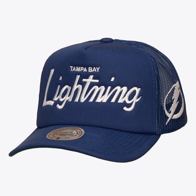 Tampa Bay Lightning Mitchell & Ness Head Coach Trucker Adjustable Hat - Blue