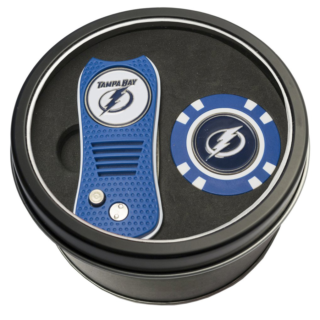 Tampa Bay Lightning Divot Tool & Golf Chip Personalized Tin Gift Set