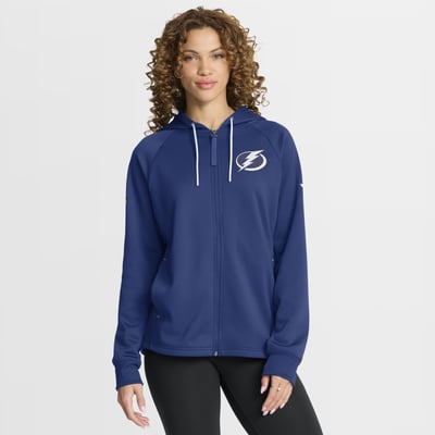 Tampa Bay Lightning Fanatics Women's Authentic Pro Rink Raglan Full-Zip Hoodie - Blue