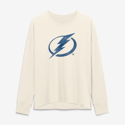 Tampa Bay Lightning Fanatics Women's Distressed Logo Long Sleeve T-Shirt - Cream