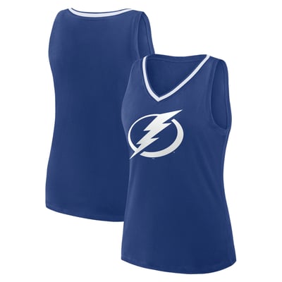 Tampa Bay Lightning Logo Athletic Women's Stellar Win V-Neck Tank Top - Blue