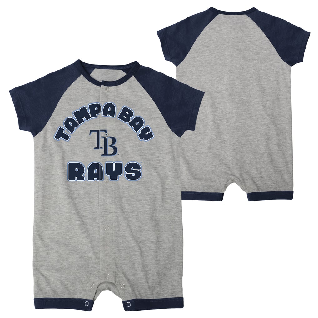  Tampa Bay Rays Infant Extra Base Hit Raglan Full-Snap Romper - Heather Gray