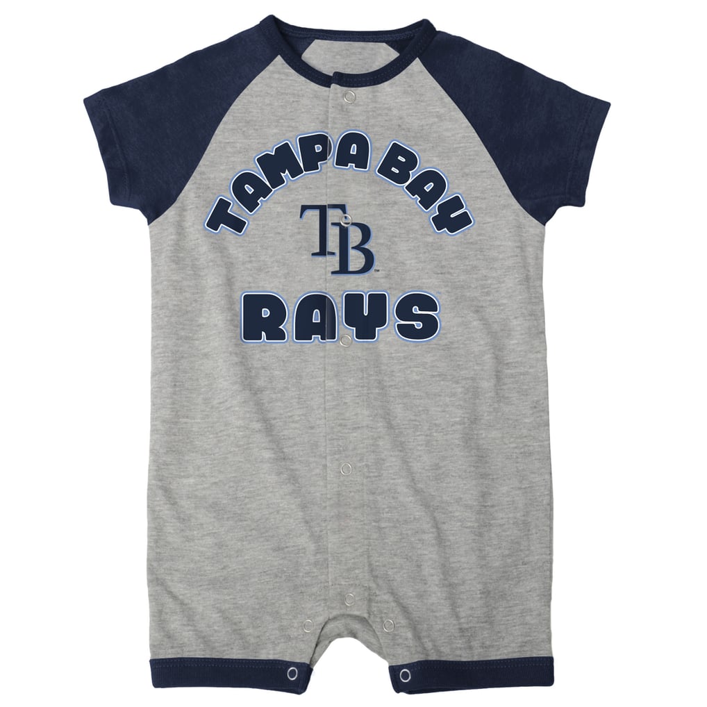  Tampa Bay Rays Infant Extra Base Hit Raglan Full-Snap Romper - Heather Gray