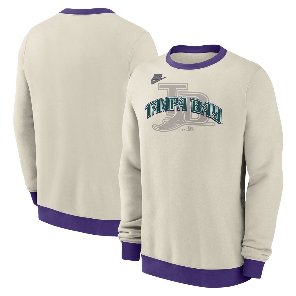 Tampa Bay Rays Nike Cooperstown Collection Fleece Pullover Sweatshirt - Cream
