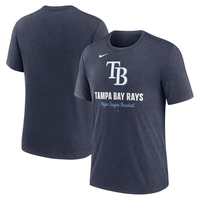 Tampa Bay Rays Nike Logo Tri-Blend T-Shirt - Heather Navy