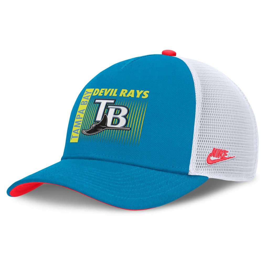 Tampa Bay Rays Nike Neon 90s Rise Structured Performance Adjustable Trucker Hat - Teal