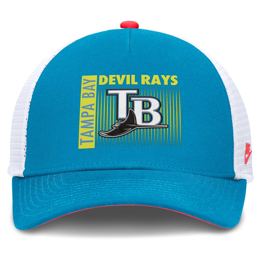 Tampa Bay Rays Nike Neon 90s Rise Structured Performance Adjustable Trucker Hat - Teal