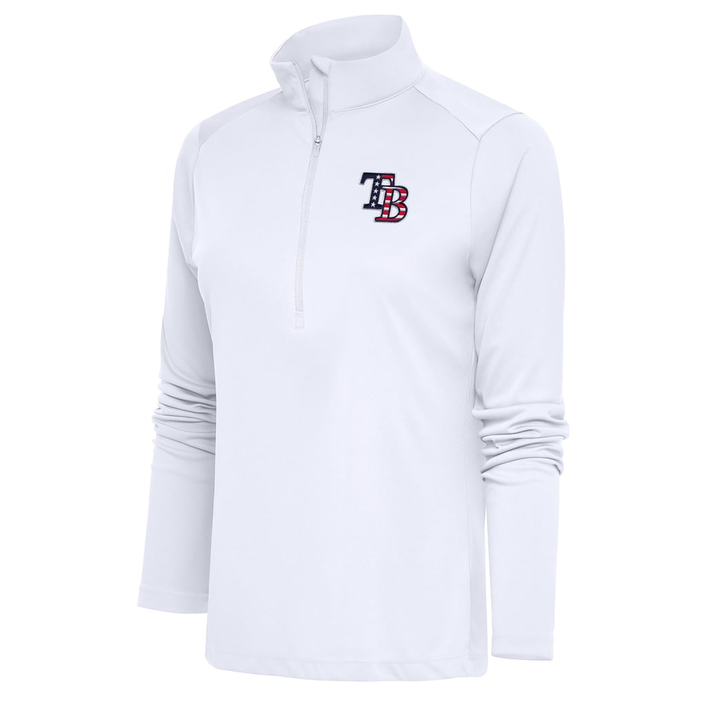 Tampa Bay Rays Antigua Women's Patriotic Tribute Half-Zip Pullover Top - White