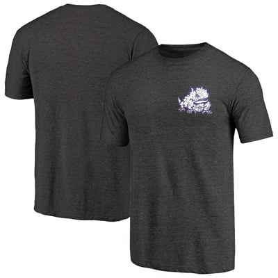 TCU Horned Frogs Left Chest Distressed Logo Tri-Blend T-Shirt - Black Heathered